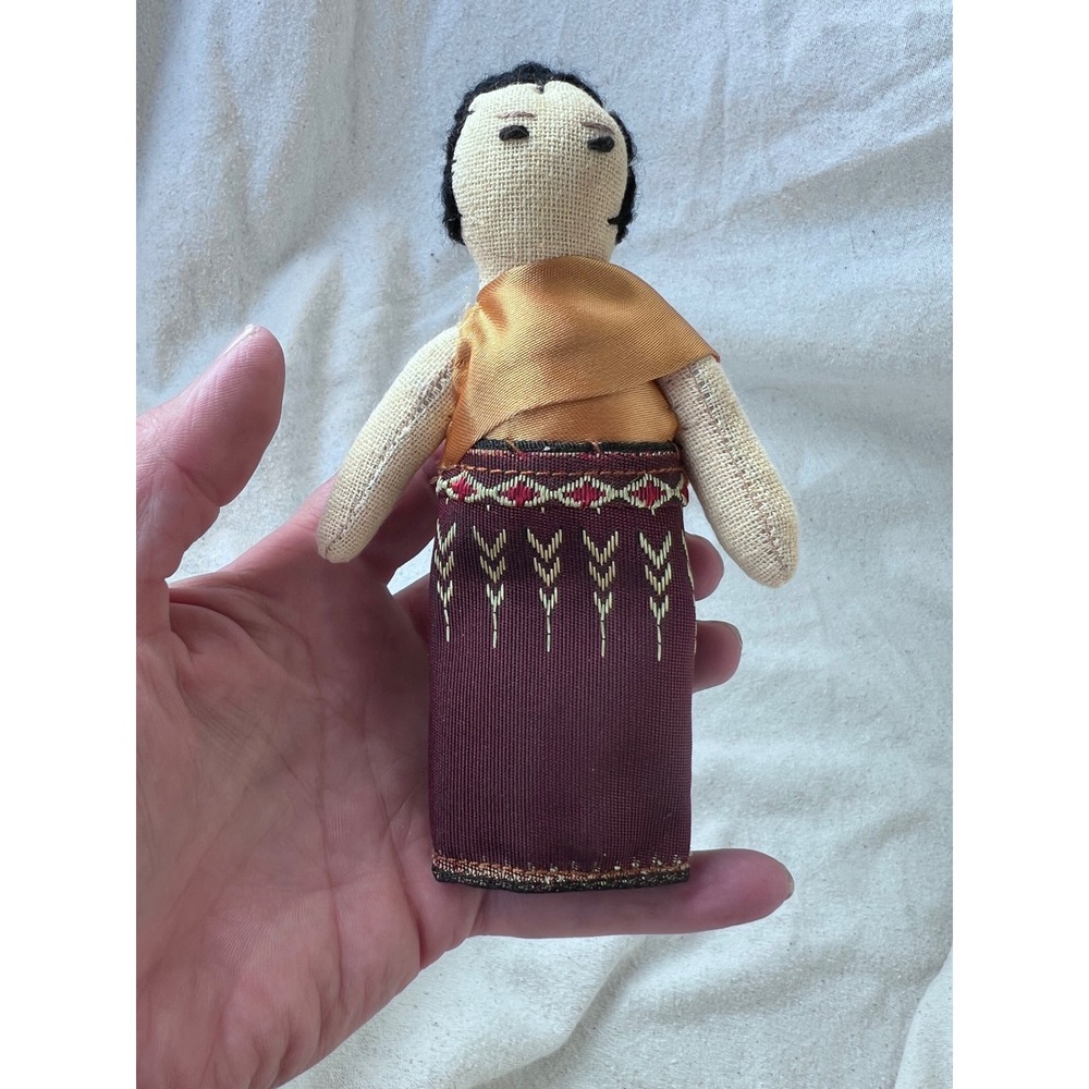 Vintage Unisex Unbranded Thai Folk Art Cloth Doll Small Purple Gold